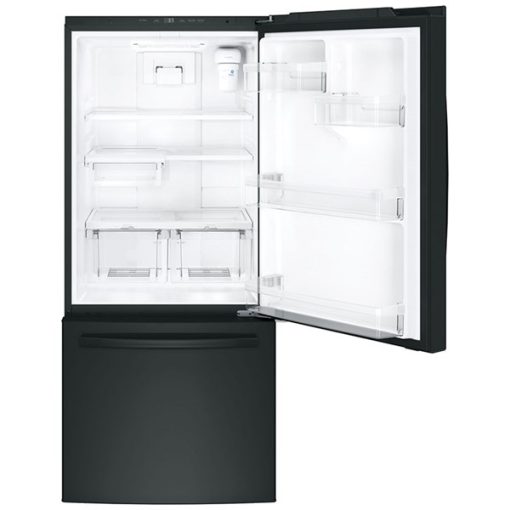 20.9 cu ft Bottom Freezer Black Refrigerator - Image 3