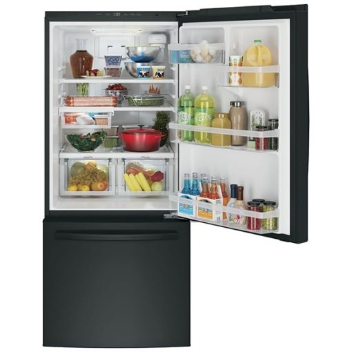 20.9 cu ft Bottom Freezer Black Refrigerator - Image 4