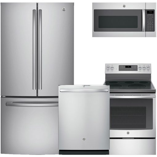 GE Stainless Steel Four Piece Kitchen Suite