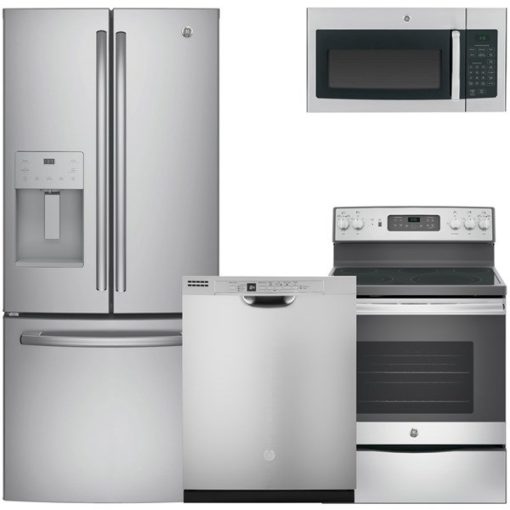 GE Stainless Steel Four Piece Kitchen Suite