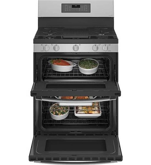 GE Profile 30" Fingerprint Resistant Stainless Steel Gas Double Oven Convection Range With No Preheat Air Fry - Image 3