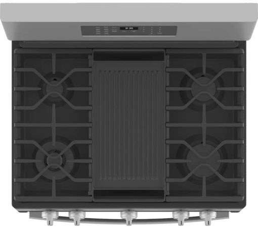 GE Profile 30" Fingerprint Resistant Stainless Steel Freestanding Self Clean Gas Range With No Preheat Air Fry - Image 4