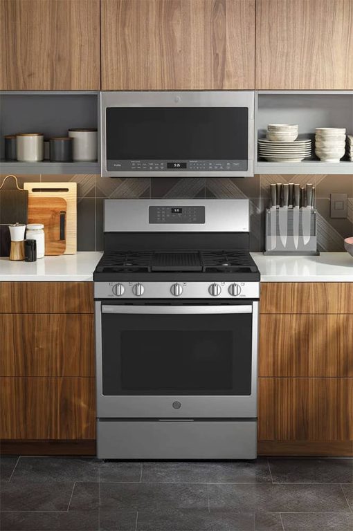 GE Profile 30" Fingerprint Resistant Stainless Steel Freestanding Self Clean Gas Range With No Preheat Air Fry - Image 6