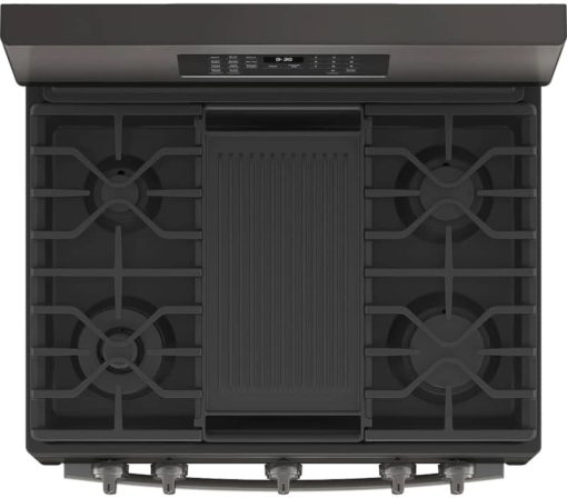 GE Profile 30" Fingerprint Resistant Black Stainless Steel Freestanding Self Clean Gas Range With No Preheat Air Fry - Image 4