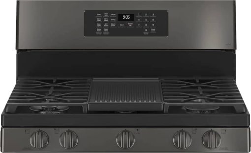 GE Profile 30" Fingerprint Resistant Black Stainless Steel Freestanding Self Clean Gas Range With No Preheat Air Fry - Image 5