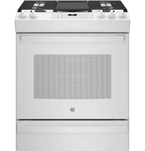 GE ADA 30" White Slide-In Front Control Convection Gas Range With No Preheat Air Fry