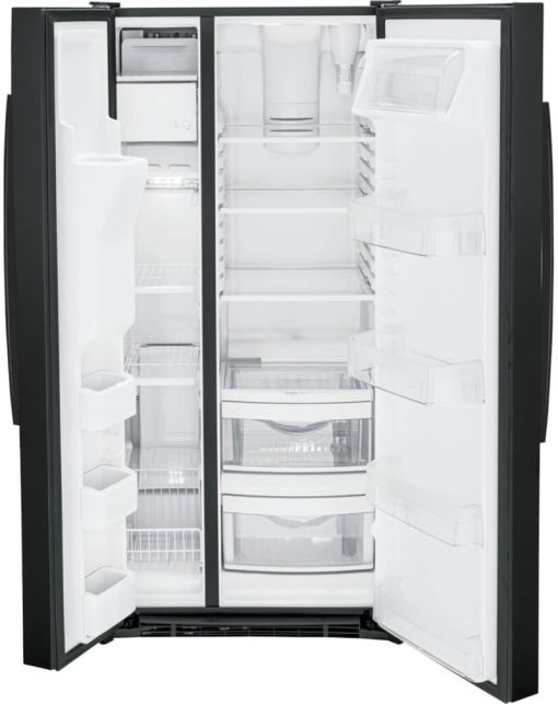 GE 23 Cu. Ft. Black Side-By-Side Refrigerator - Image 2
