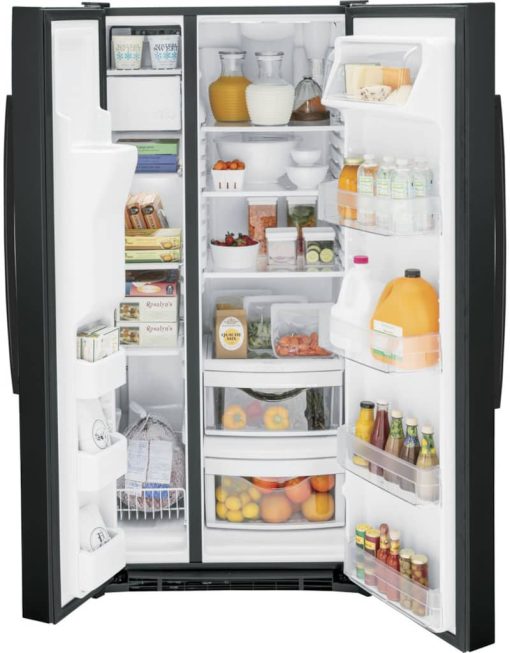 GE 23 Cu. Ft. Black Side-By-Side Refrigerator - Image 3
