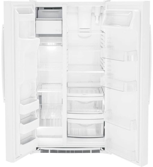 GE 25.3 Cu. Ft.  White Side-By-Side Refrigerator - Image 3