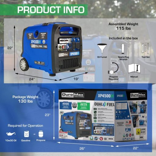 Duromax XP4500iH Portable Generator 4500 Watt 223cc Dual Fuel Digital Inverter Hybrid - Image 11