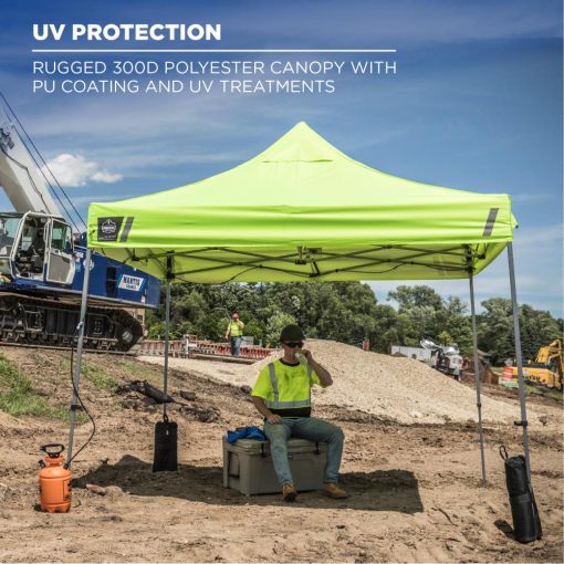 Ergodyne Shax 6051 Single Lime Heavy Duty Pop Up Tent Kit 10' x 10' - Image 6