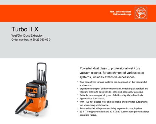 FEIN Turbo II X Professional Wet/Dry Vacuum Cleaner with Included Accessory Set - Image 2