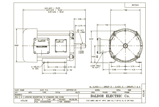 Baldor EM7044T 5//3HP, 1750//1450RPM, 3PH, 60//50HZ, 184T, 3 Motor - Image 2