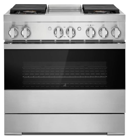 JennAir NOIR 36" Stainless Steel Professional-Style Dual-Fuel Range With Chrome-Infused Griddle