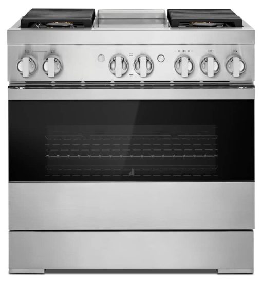 JennAir NOIR 36" Stainless Steel Professional-Style Dual-Fuel Range With Chrome-Infused Griddle & Steam Assist