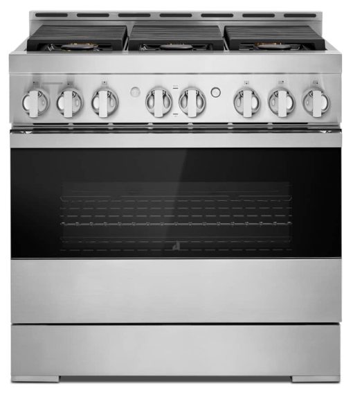 JennAir NOIR 36" Floating Glass Black And Stainless Steel Gas Professional-Style Range