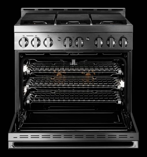 JennAir NOIR 36" Floating Glass Black And Stainless Steel Gas Professional-Style Range - Image 12