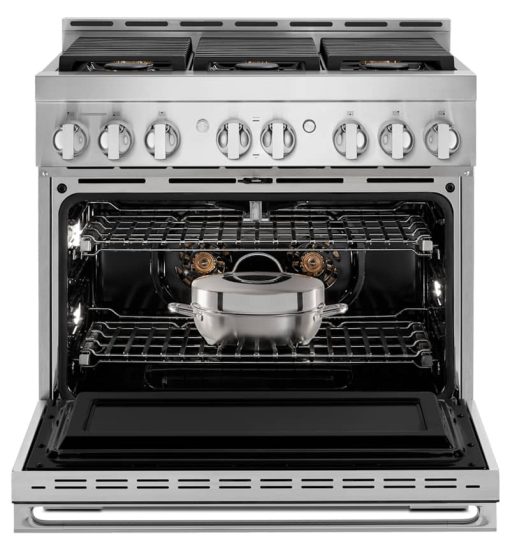 JennAir NOIR 36" Floating Glass Black And Stainless Steel Gas Professional-Style Range - Image 3