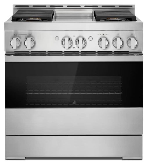 JennAir NOIR 36" Floating Glass Black And Stainless Steel Gas Professional-Style Range With Chrome-Infused Griddle