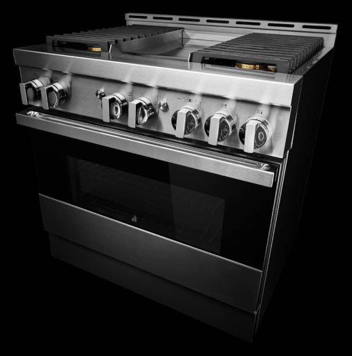 JennAir NOIR 36" Floating Glass Black And Stainless Steel Gas Professional-Style Range With Chrome-Infused Griddle - Image 6