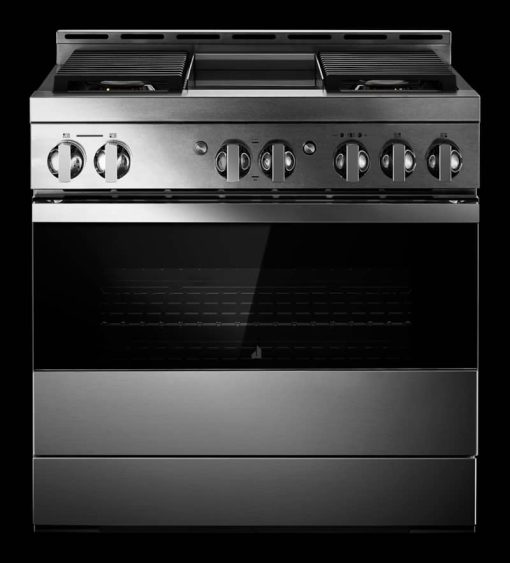 JennAir NOIR 36" Floating Glass Black And Stainless Steel Gas Professional-Style Range With Chrome-Infused Griddle - Image 5