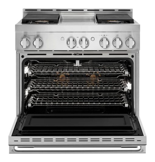 JennAir NOIR 36" Floating Glass Black And Stainless Steel Gas Professional-Style Range With Chrome-Infused Griddle - Image 2
