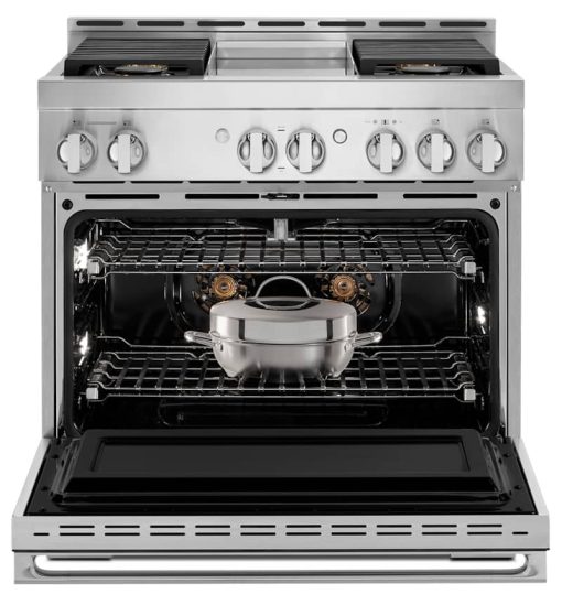 JennAir NOIR 36" Floating Glass Black And Stainless Steel Gas Professional-Style Range With Chrome-Infused Griddle - Image 3