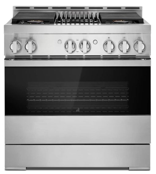 JennAir NOIR 36" Floating Glass Black And Stainless Steel Gas Professional-Style Range With Grill