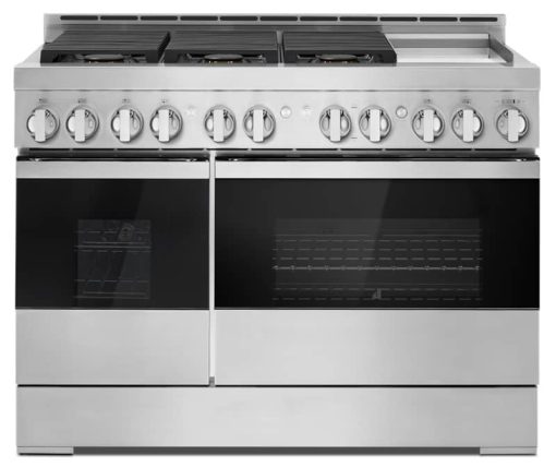 JennAir NOIR 48" Floating Glass Black And Stainless Steel Gas Professional-Style Range With Chrome-Infused Griddle
