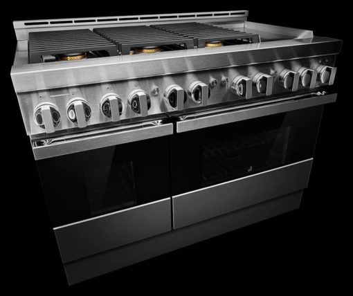 JennAir NOIR 48" Floating Glass Black And Stainless Steel Gas Professional-Style Range With Chrome-Infused Griddle - Image 6