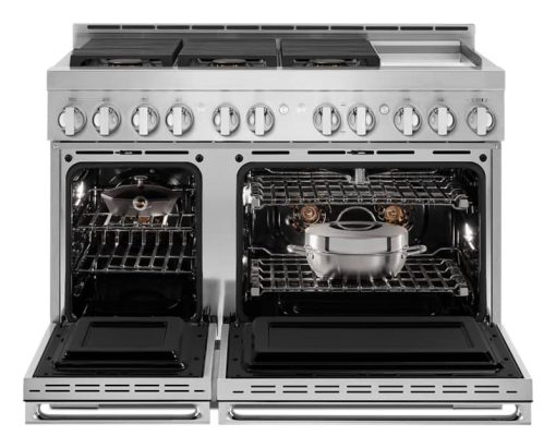 JennAir NOIR 48" Floating Glass Black And Stainless Steel Gas Professional-Style Range With Chrome-Infused Griddle - Image 3