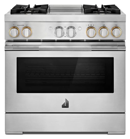 JennAir RISE 36" Stainless Steel Professional-Style Dual-Fuel Range With Chrome-Infused Griddle