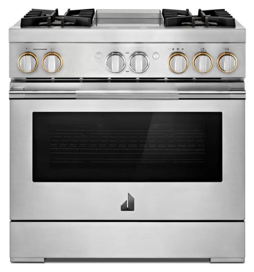 JennAir RISE 36" Stainless Steel Professional-Style Dual-Fuel Range With Chrome-Infused Griddle & Steam Assist