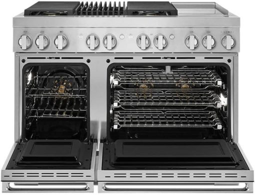 JennAir NOIR 48" Stainless Steel Professional-Style Dual-Fuel Range With Chrome-Infused Griddle & Gas Grill - Image 3