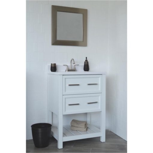 Modular Sorrento White 25 In. W x 34-1/2 In. H x 19 In. D Vanity with White Cultured Marble Top