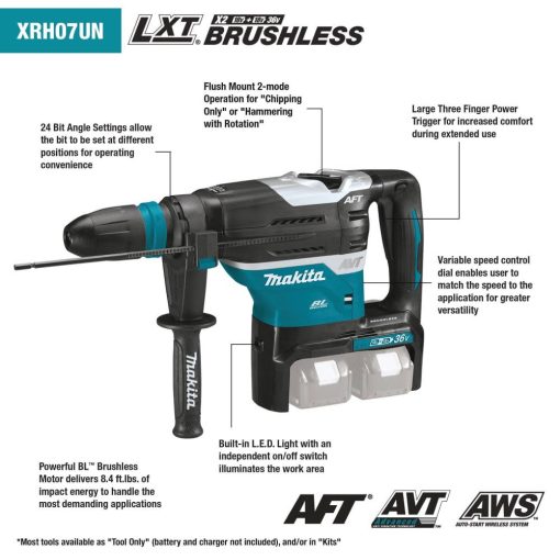 Makita 36V (18V X2) LXT  Rotary Hammer Brushless 1 9/16" Advanced AVT SDS MAX AFT AWS Bare Tool - Image 4