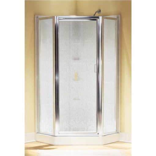Sterling Intrigue 27-9/16 In. W. X 72 In. H. Neo-Angle Chrome Rain Glass Hinged Shower Door