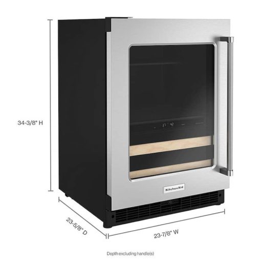 KitchenAid 24" Stainless Frame Left-Hinge Beverage Center With Glass Door And Wood-Front Racks - Image 5