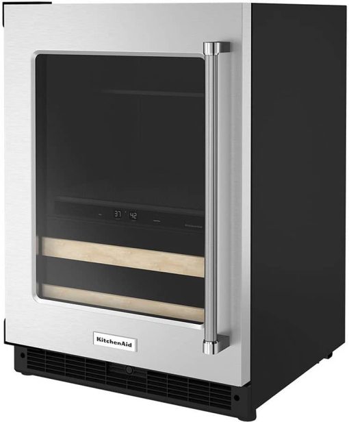 KitchenAid 24" Stainless Frame Left-Hinge Beverage Center With Glass Door And Wood-Front Racks - Image 4