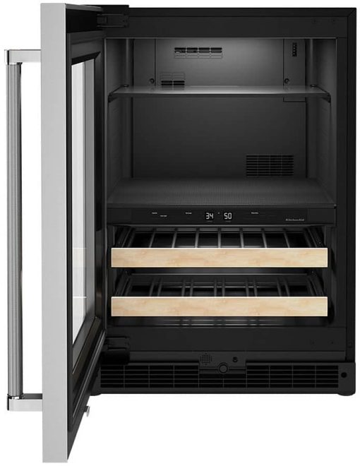 KitchenAid 24" Stainless Frame Left-Hinge Beverage Center With Glass Door And Wood-Front Racks - Image 2