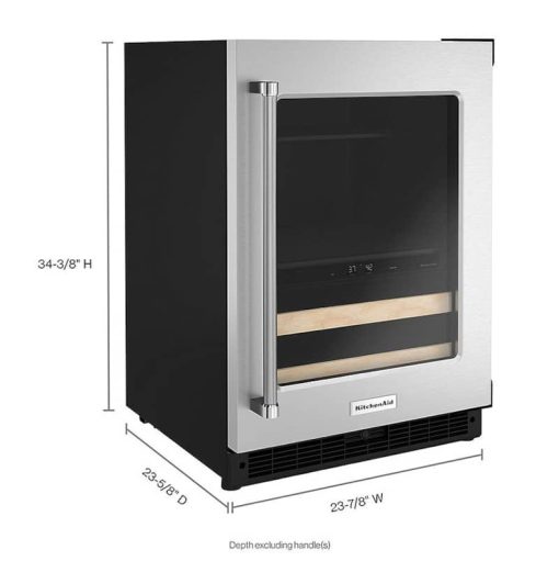 KitchenAid 24" Stainless Frame Right-Hinge Beverage Center With Glass Door And Wood-Front Racks - Image 5
