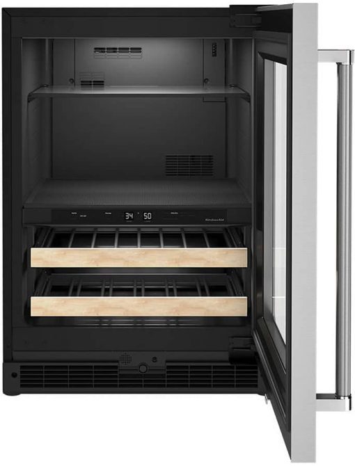 KitchenAid 24" Stainless Frame Right-Hinge Beverage Center With Glass Door And Wood-Front Racks - Image 2