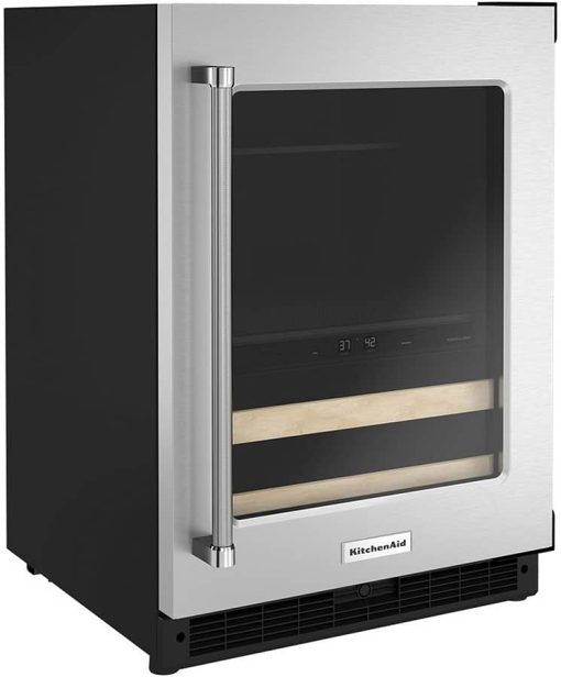 KitchenAid 24" Stainless Frame Right-Hinge Beverage Center With Glass Door And Wood-Front Racks - Image 3