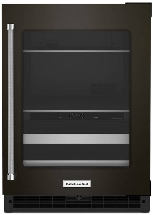 KitchenAid 24" Black Stainless Frame Right-Hinge Beverage Center With Glass Door And Metal-Front Racks
