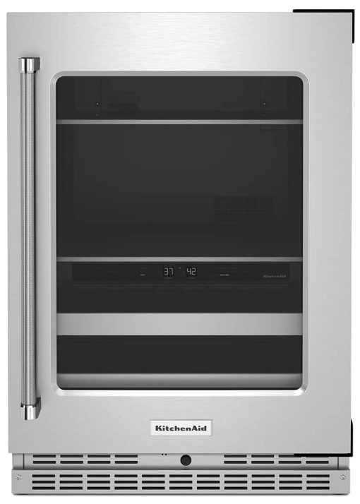 KitchenAid 24" Stainless Frame Right-Hinge Beverage Center With Glass Door And Metal-Front Racks