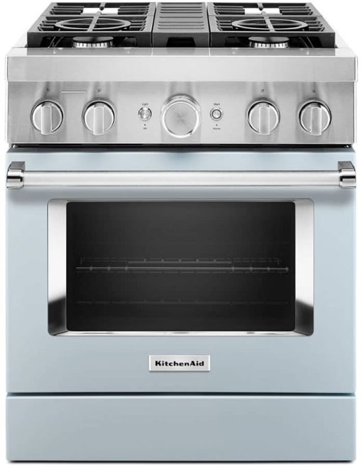 KitchenAid 30" Misty Blue Smart Commercial-Style Dual Fuel Range With 4 Burners