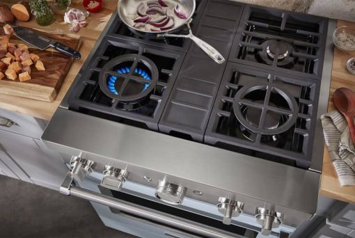 KitchenAid 30" Misty Blue Smart Commercial-Style Dual Fuel Range With 4 Burners - Image 9
