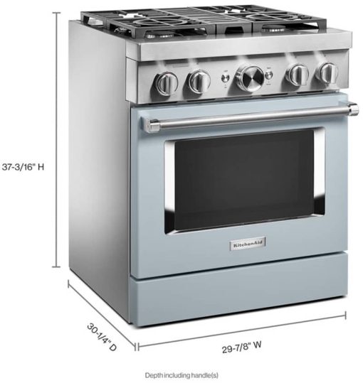 KitchenAid 30" Misty Blue Smart Commercial-Style Dual Fuel Range With 4 Burners - Image 6