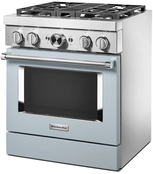 KitchenAid 30" Misty Blue Smart Commercial-Style Dual Fuel Range With 4 Burners - Image 4