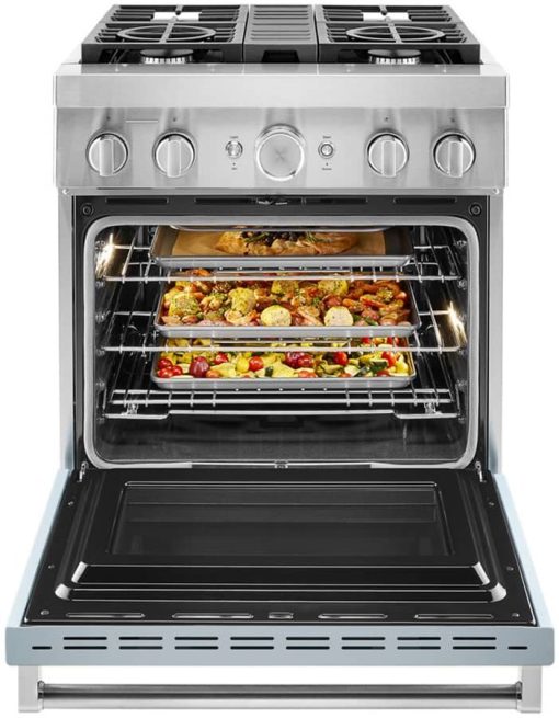 KitchenAid 30" Misty Blue Smart Commercial-Style Dual Fuel Range With 4 Burners - Image 3